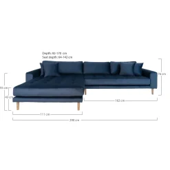 House Nordic Dunkeles Lido Lounge Sofa mit Kissen und Holzbeinen