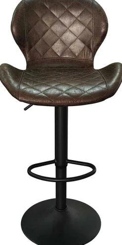 Rousseau Dunkeler Barhocker Malaga | Metallbeine und Vintage-PU-Polsterung
