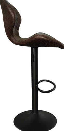 Rousseau Dunkeler Barhocker Malaga | Metallbeine und Vintage-PU-Polsterung