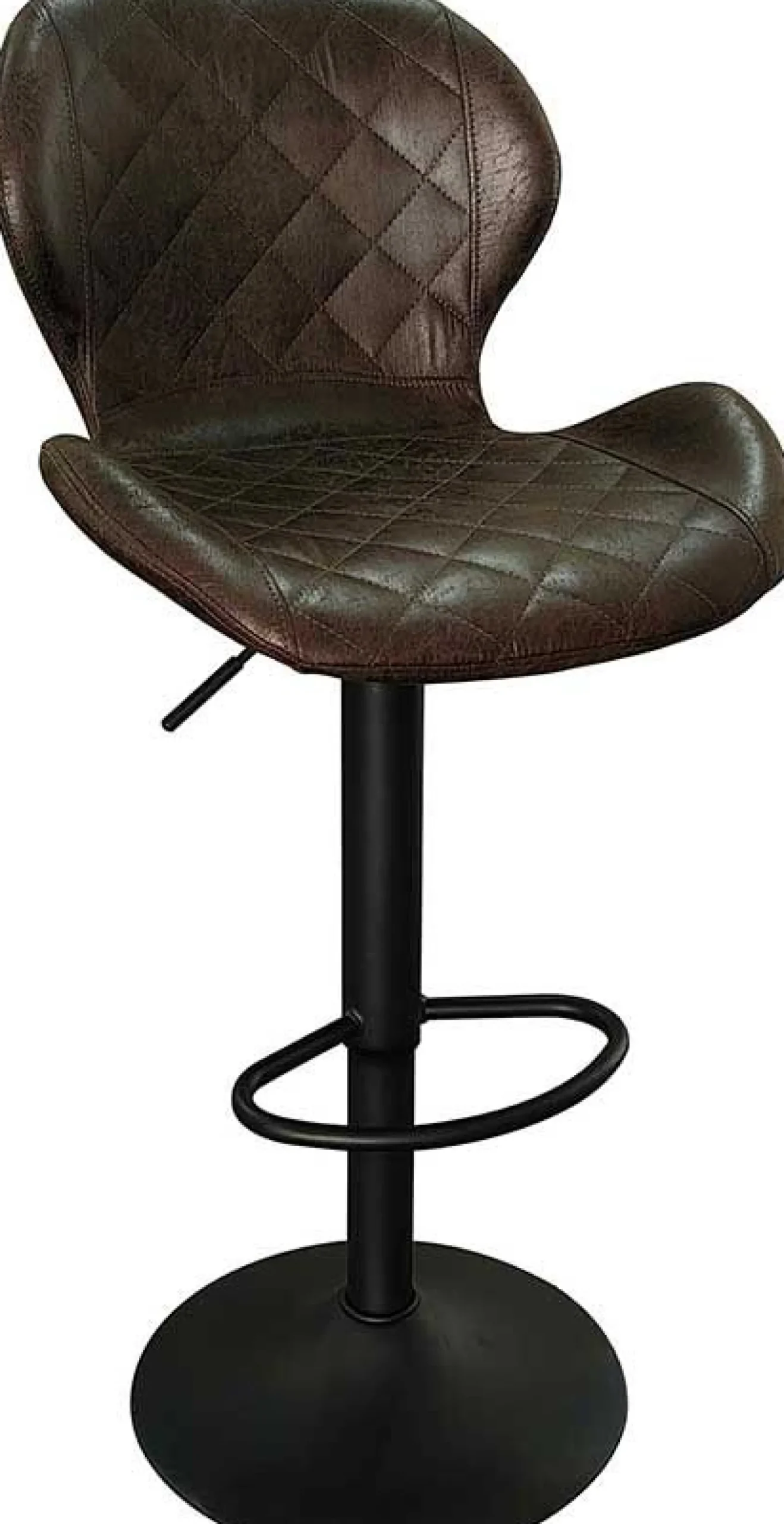 Rousseau Dunkeler Barhocker Malaga | Metallbeine und Vintage-PU-Polsterung