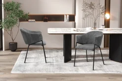 Rousseau Dunkeler Kordstuhl mit Metallbeinen | H-H 78 x B-L 54 x T-P 62 cm