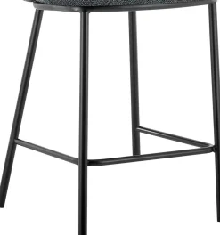 Rousseau Dunkelgrauer Stoff-Barhocker Arthur | Metallbeine | 88,5x53x50,5cm