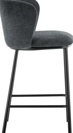 Rousseau Dunkelgrauer Stoff-Barhocker Arthur | Metallbeine | 88,5x53x50,5cm