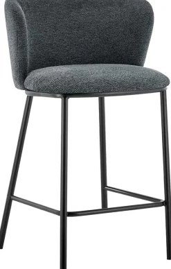 Rousseau Dunkelgrauer Stoff-Barhocker Arthur | Metallbeine | 88,5x53x50,5cm