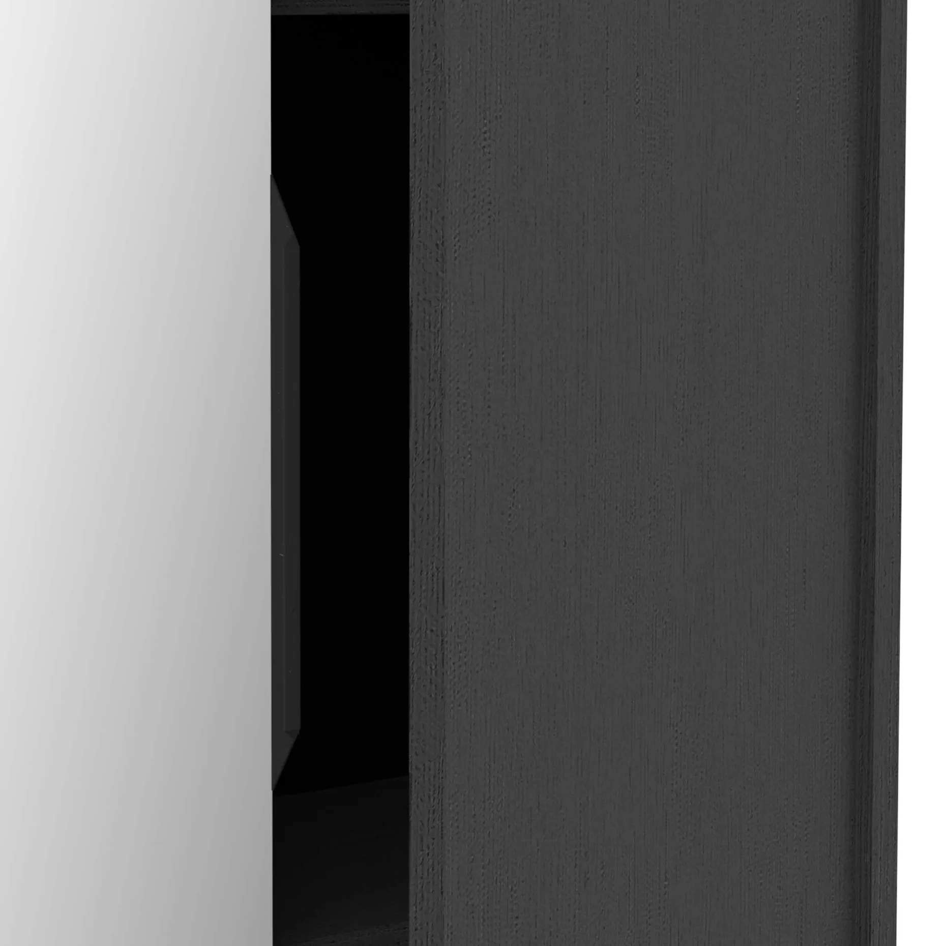 Ebony Schuhschrank 83x24x178cm - mit Spiegel - schwarz