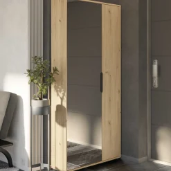 Ebony Schuhschrank 83x24x178cm - mit Spiegel - Eiche Dekor