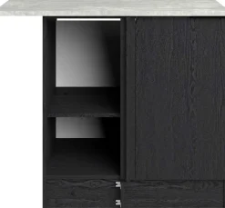 Eckschrank Küche Anna - 100x60x87cm - 1 Tür - schwarzes Eichendekor/weißer Stein