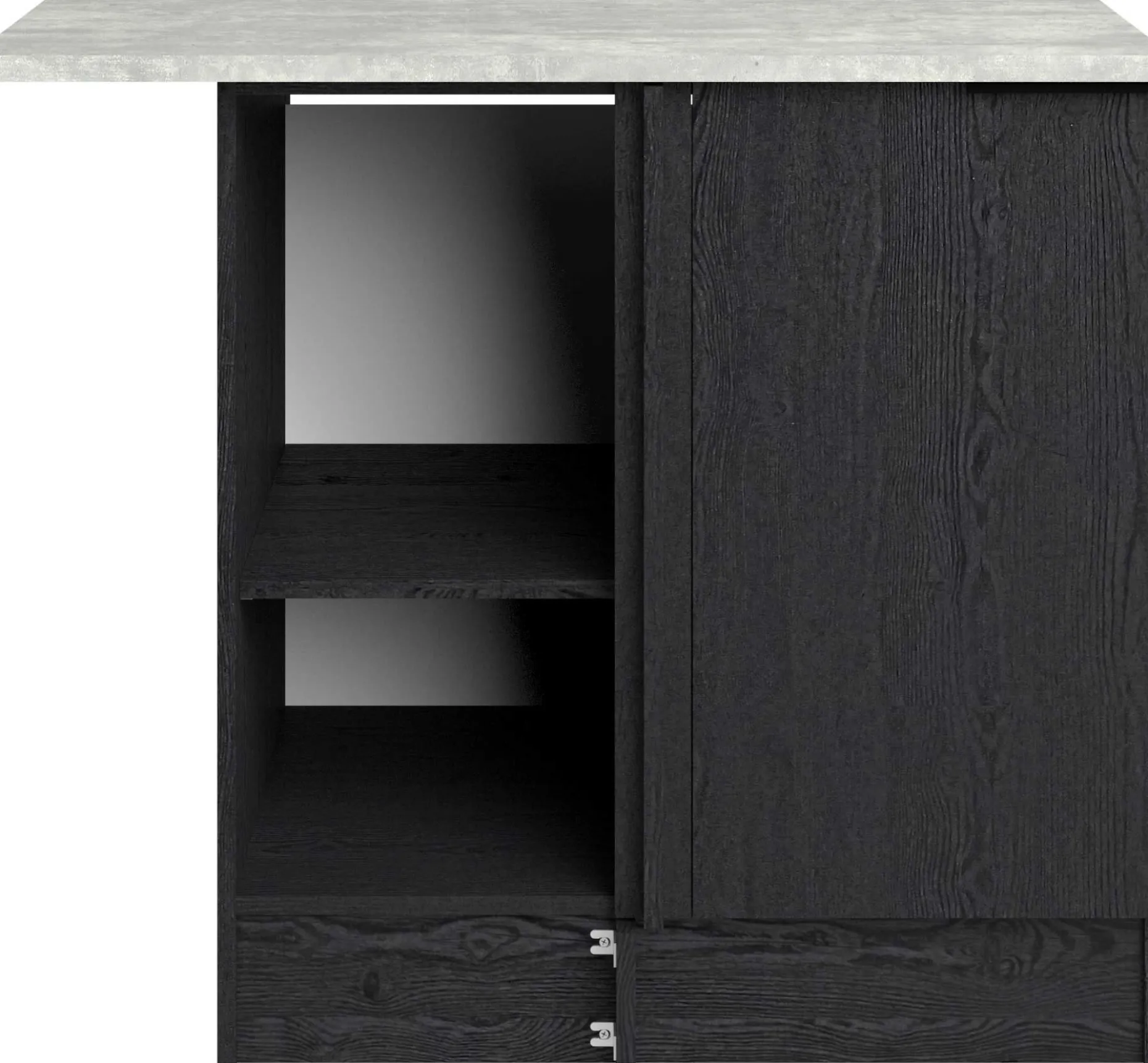 Eckschrank Küche Anna - 100x60x87cm - 1 Tür - schwarzes Eichendekor/weißer Stein