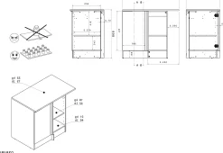 Eckschrank Küche Anna - 100x60x87cm - 1 Tür - schwarzes Eichendekor/weißer Stein