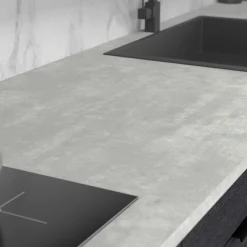 Eckschrank Küche Anna - 100x60x87cm - 1 Tür - schwarzes Eichendekor/weißer Stein