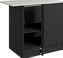 Eckschrank Küche Anna - 100x60x87cm - 1 Tür - schwarzes Eichendekor/weißer Stein