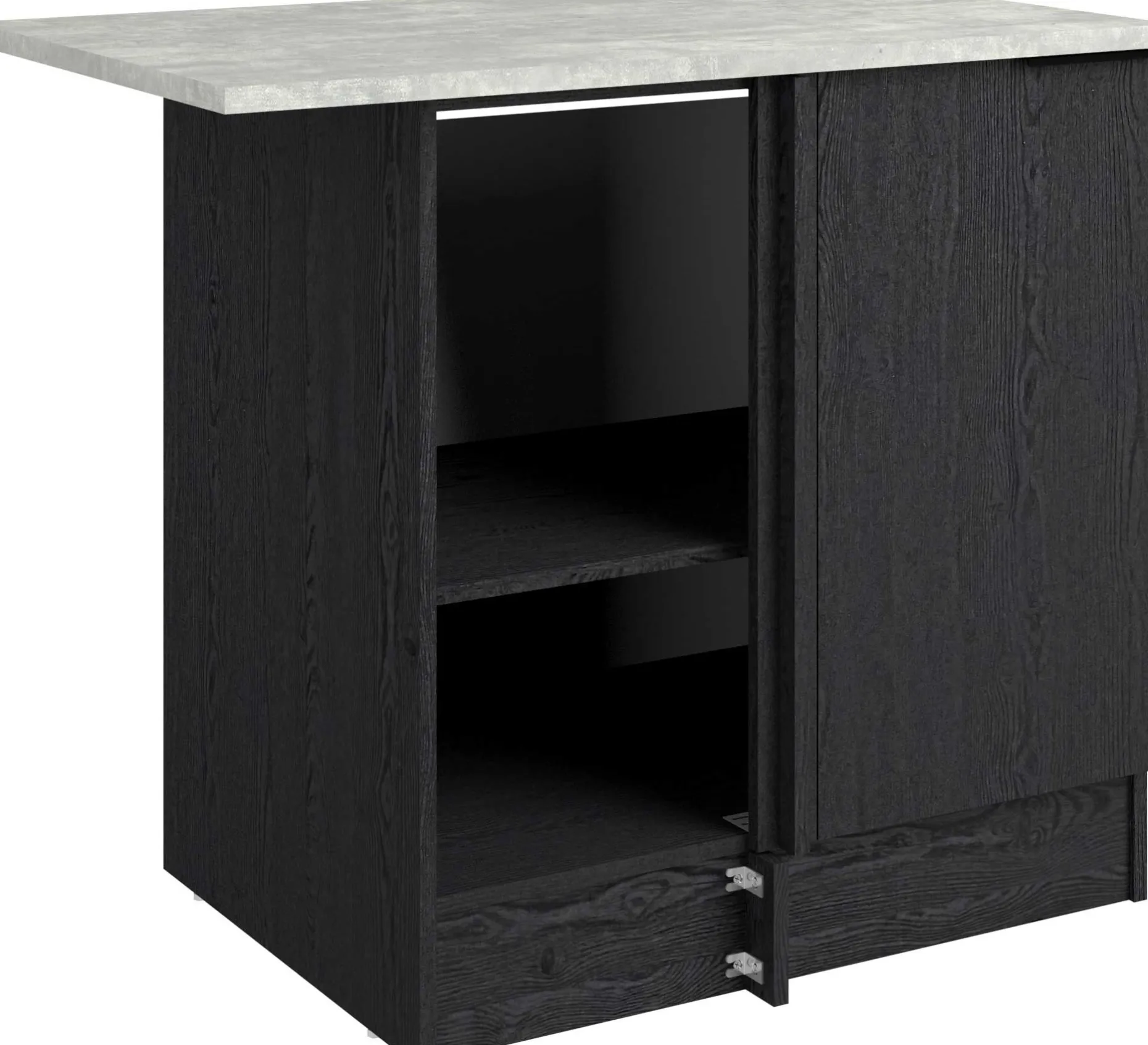 Eckschrank Küche Anna - 100x60x87cm - 1 Tür - schwarzes Eichendekor/weißer Stein
