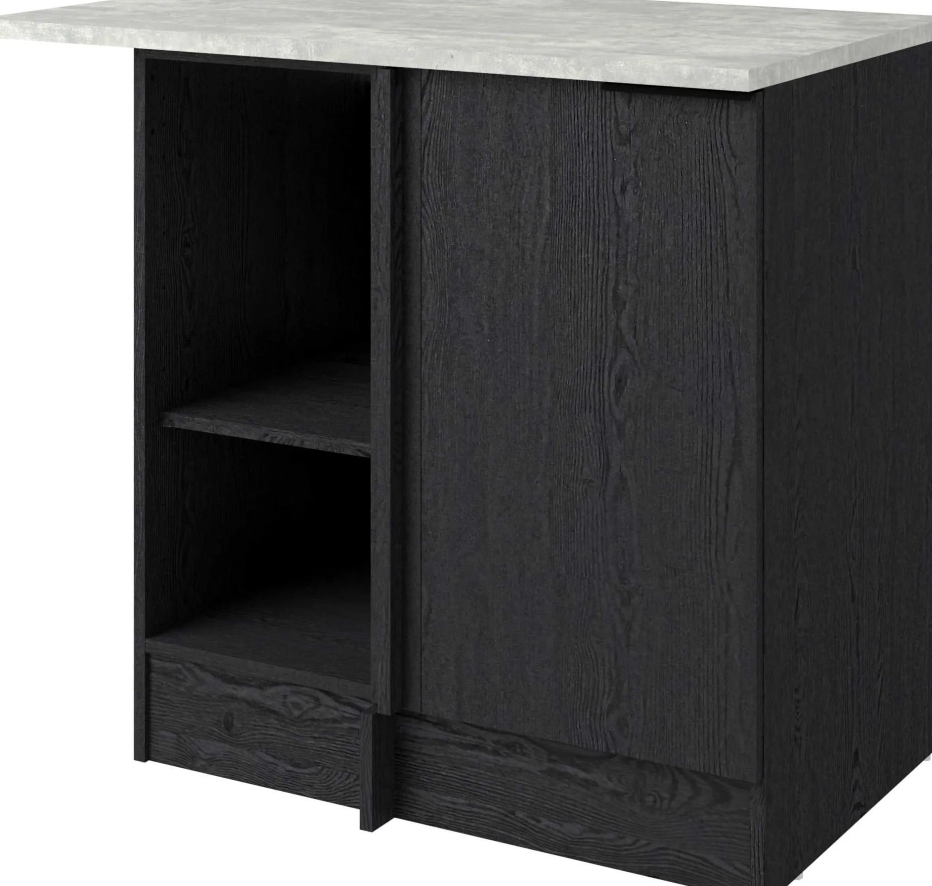 Eckschrank Küche Anna - 100x60x87cm - 1 Tür - schwarzes Eichendekor/weißer Stein