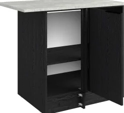 Eckschrank Küche Anna - 100x60x87cm - 1 Tür - schwarzes Eichendekor/weißer Stein