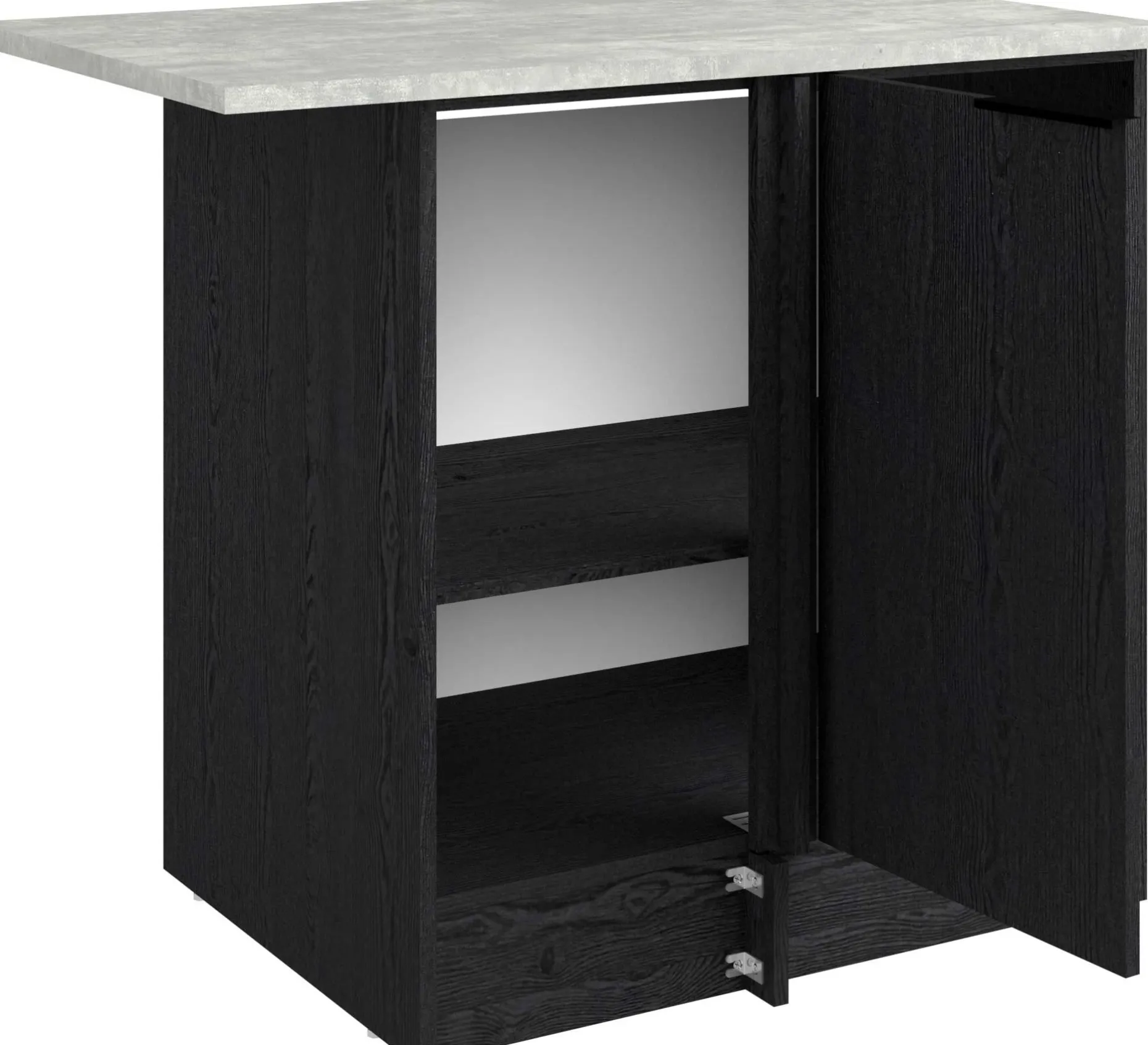 Eckschrank Küche Anna - 100x60x87cm - 1 Tür - schwarzes Eichendekor/weißer Stein