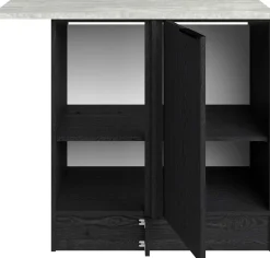Eckschrank Küche Anna - 100x60x87cm - 1 Tür - schwarzes Eichendekor/weißer Stein