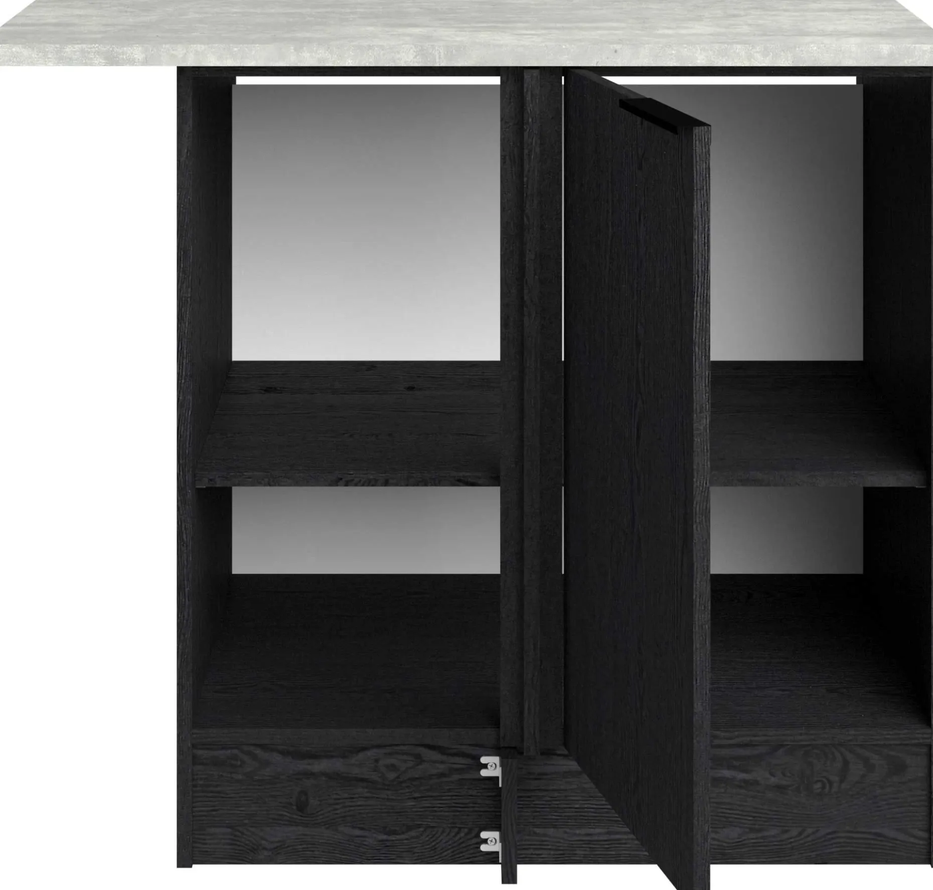 Eckschrank Küche Anna - 100x60x87cm - 1 Tür - schwarzes Eichendekor/weißer Stein