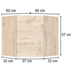 Eckschrank Sorrella 60cm 1 Tür - Anthrazit/Eiche