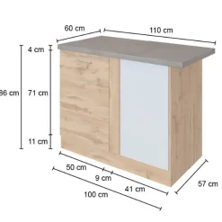 Eckschrank Sorrella 110cm 1 Tür - weiß/Eiche