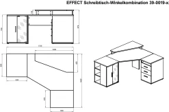 Emob Eckschreibtisch Efford mit Stauraum - Eiche/Weiß