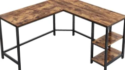 Vasagle Eckschreibtisch Fabrice 138cm 2 Ablagen - rustikal braun/schwarz