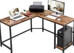 Vasagle Eckschreibtisch Fabrice 138cm 2 Ablagen - rustikal braun/schwarz
