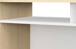 CBA Eckschreibtisch Kemo - 108x128x90cm - mit Stauraum - Eiche Dekor/Weiß