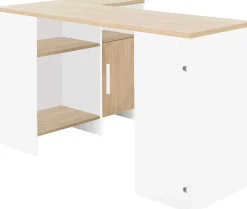 Gautier - Diagone Eckschreibtisch Magenta - weiß/Eiche Dekor