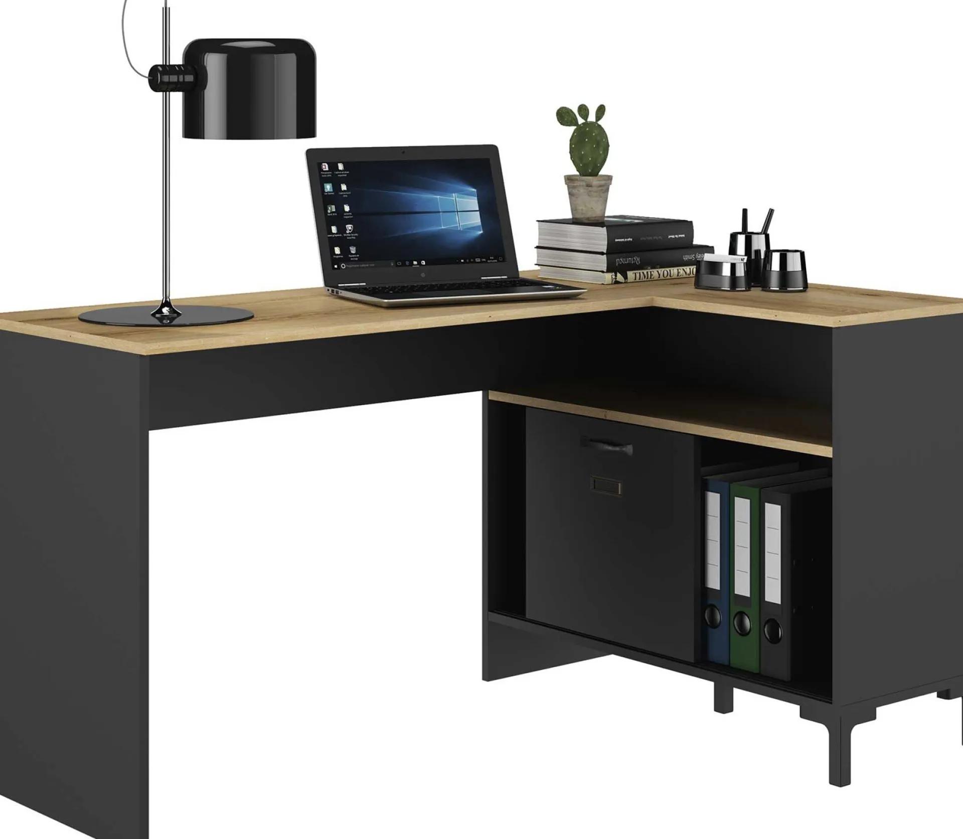 Gautier - Diagone Eckschreibtisch Manchester | 136 x 88 x 73 cm | Eiche Helvezia Design