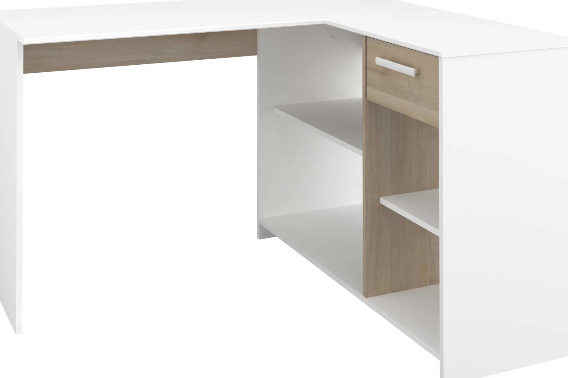 Parisot Eckschreibtisch Sil - 121x111x75cm - mit Stauraum - Eiche Dekor/Weiß