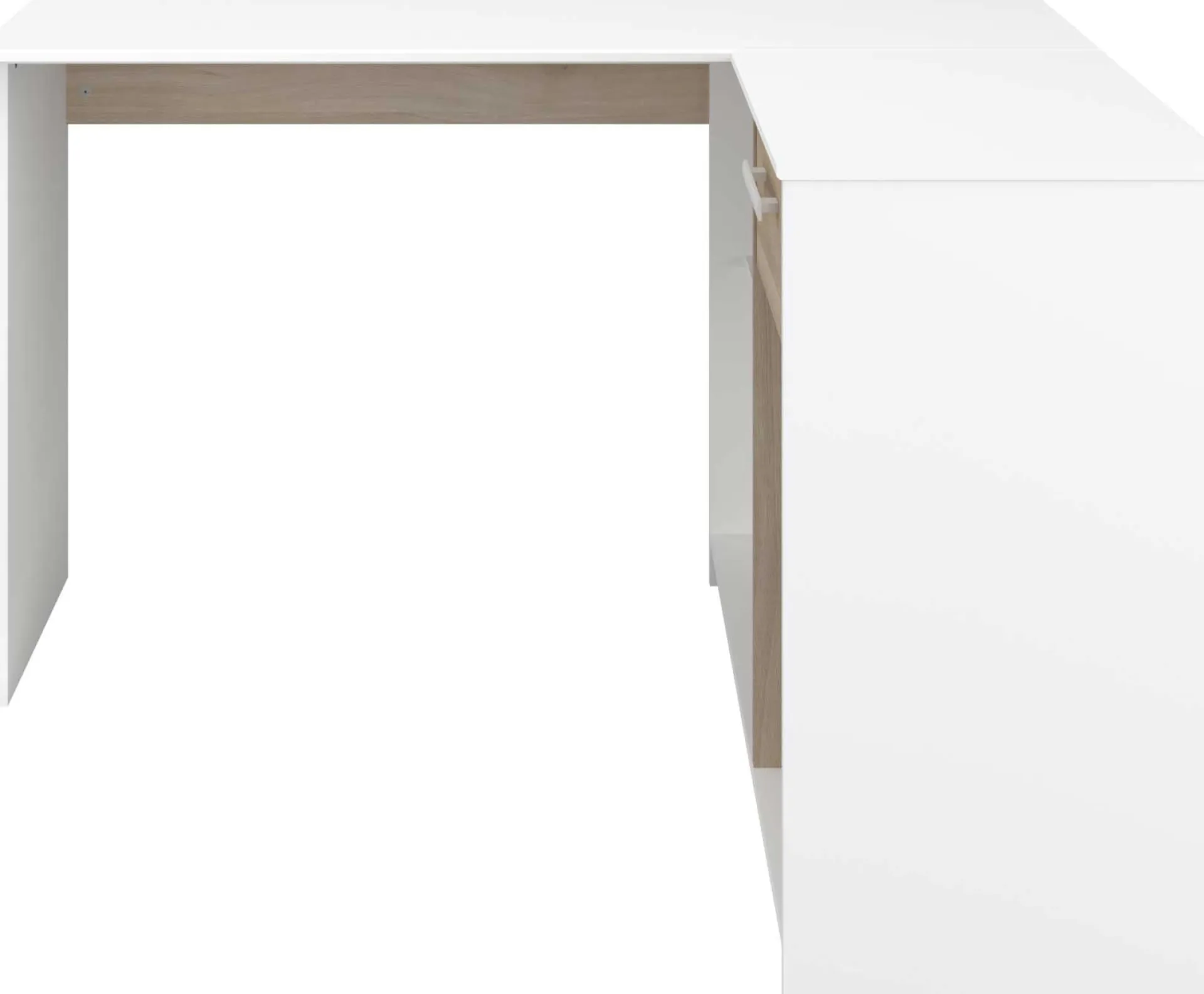 Parisot Eckschreibtisch Sil - 121x111x75cm - mit Stauraum - Eiche Dekor/Weiß