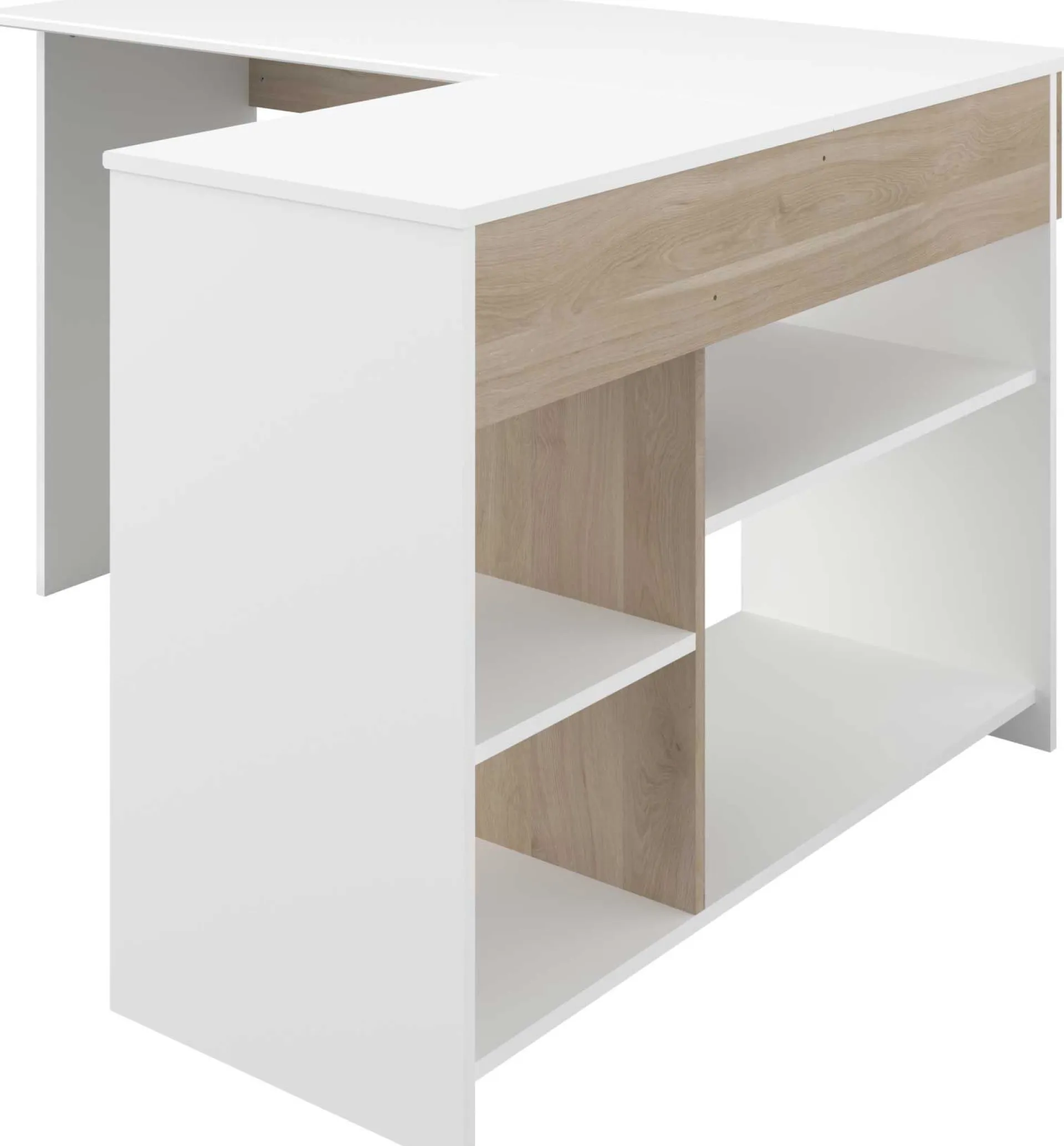 Parisot Eckschreibtisch Sil - 121x111x75cm - mit Stauraum - Eiche Dekor/Weiß