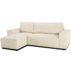 PGS Ecksofa Josh links - mit Stauraum - gerippter Samt