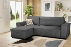 PGS Ecksofa Josh links - mit Stauraum - gerippter Samt