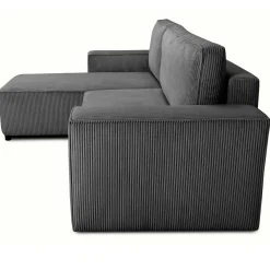 PGS Ecksofa Josh links - mit Stauraum - gerippter Samt