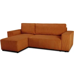 PGS Ecksofa Josh links - mit Stauraum - terracotta gerippter Samt