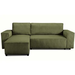 PGS Ecksofa Josh links - mit Stauraum - khakifarbener Rippensamt