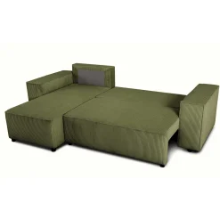 PGS Ecksofa Josh links - mit Stauraum - khakifarbener Rippensamt