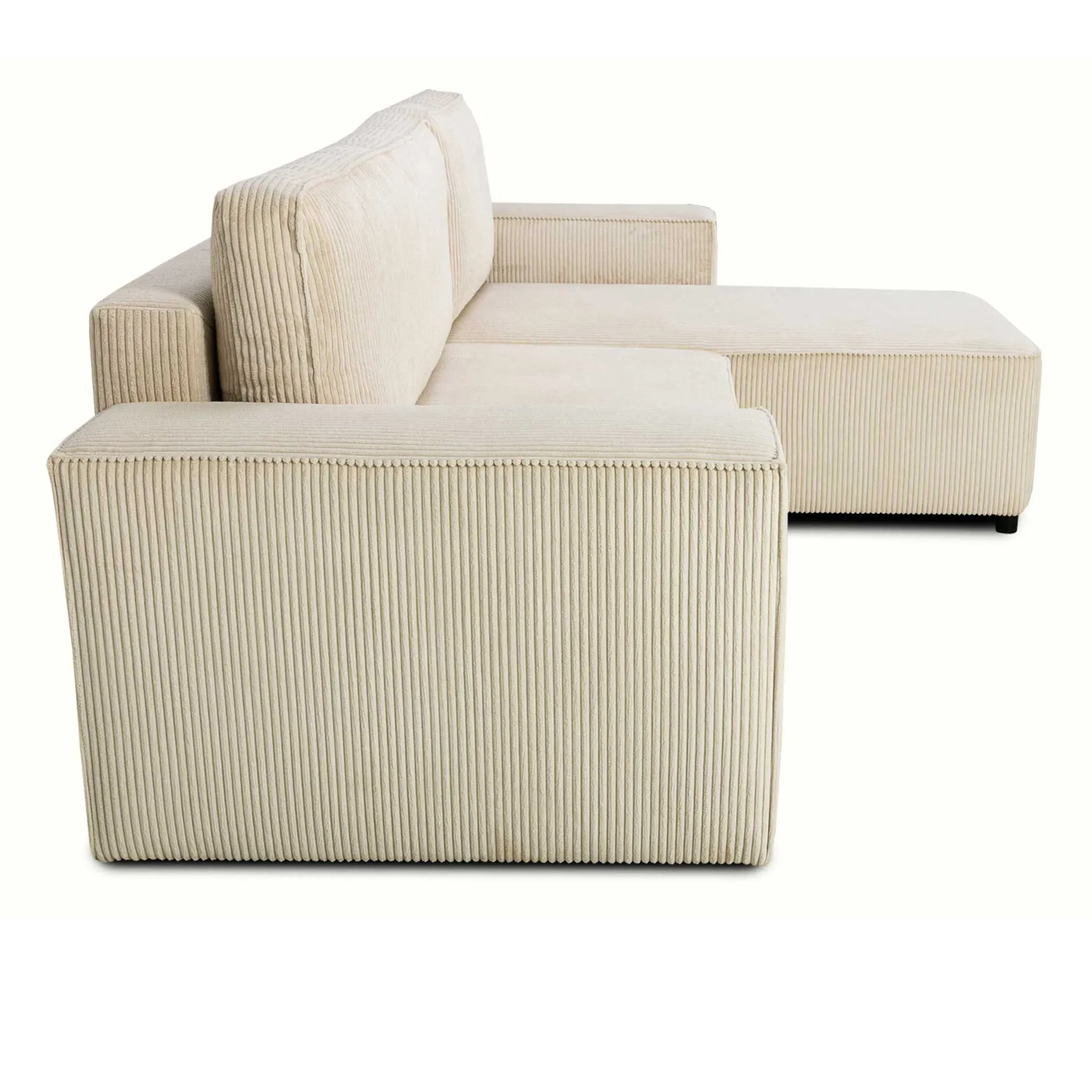 PGS Ecksofa Josh rechts - mit Stauraum - gerippter Samt
