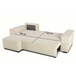 PGS Ecksofa Josh rechts - mit Stauraum - gerippter Samt