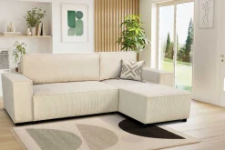 PGS Ecksofa Josh rechts - mit Stauraum - gerippter Samt