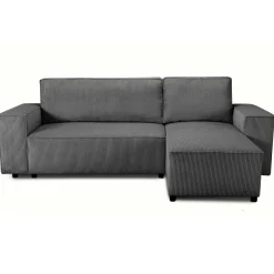 PGS Ecksofa Josh rechts - mit Stauraum - gerippter Samt