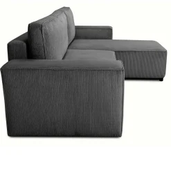 PGS Ecksofa Josh rechts - mit Stauraum - gerippter Samt