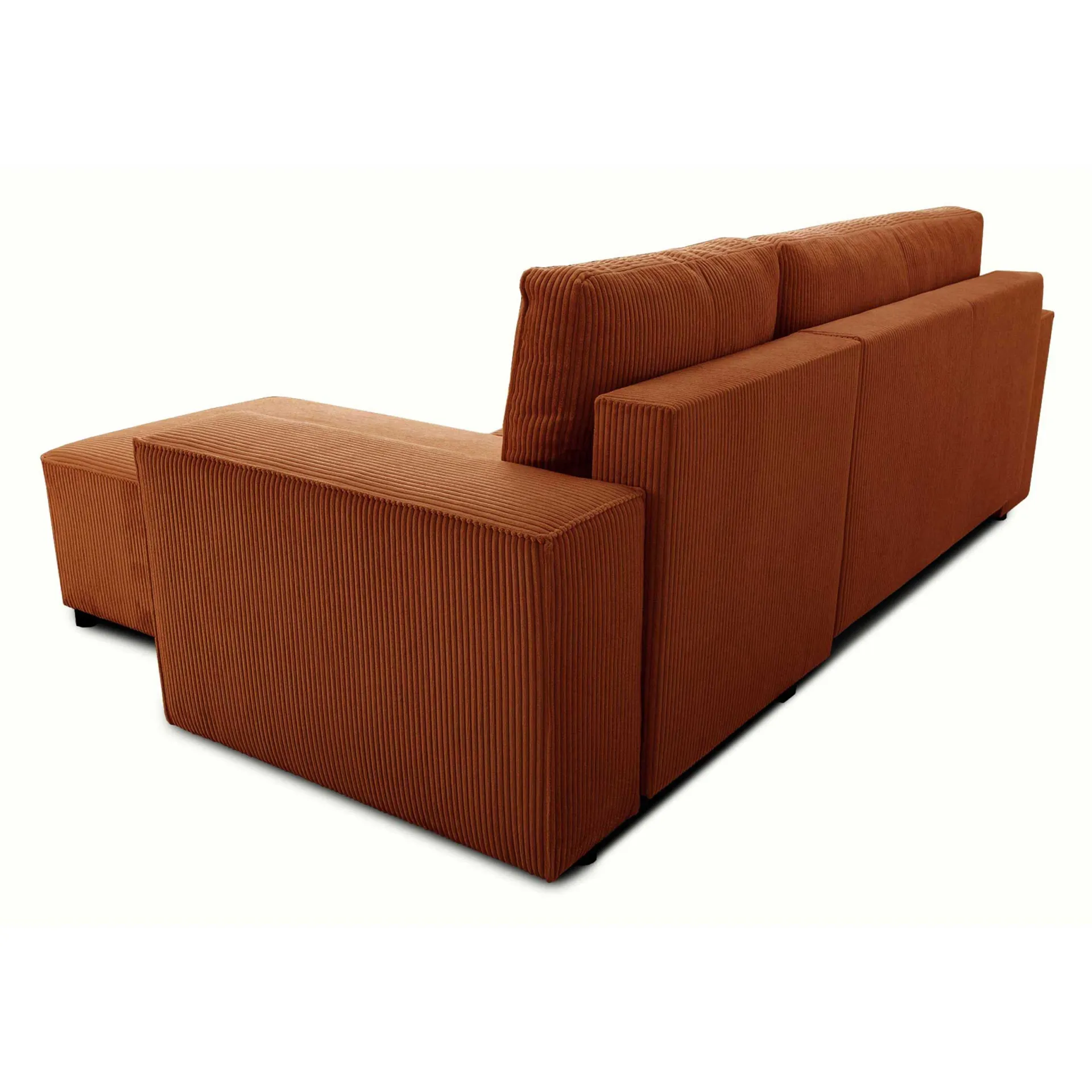 PGS Ecksofa Josh rechts - mit Stauraum - terracotta gerippter Samt