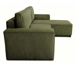 PGS Ecksofa Josh rechts - mit Stauraum - khaki rib velvet