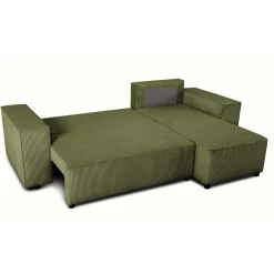 PGS Ecksofa Josh rechts - mit Stauraum - khaki rib velvet