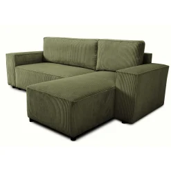 PGS Ecksofa Josh rechts - mit Stauraum - khaki rib velvet