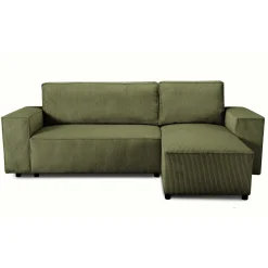 PGS Ecksofa Josh rechts - mit Stauraum - khaki rib velvet
