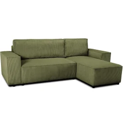 PGS Ecksofa Josh rechts - mit Stauraum - khaki rib velvet