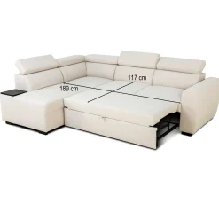PGS Ecksofa Kelio links - verstellbare Kopfstütze - r Stoff
